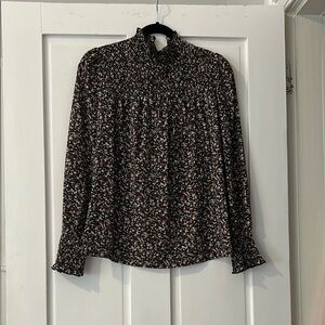 Floral Black Long Sleeve Blouse